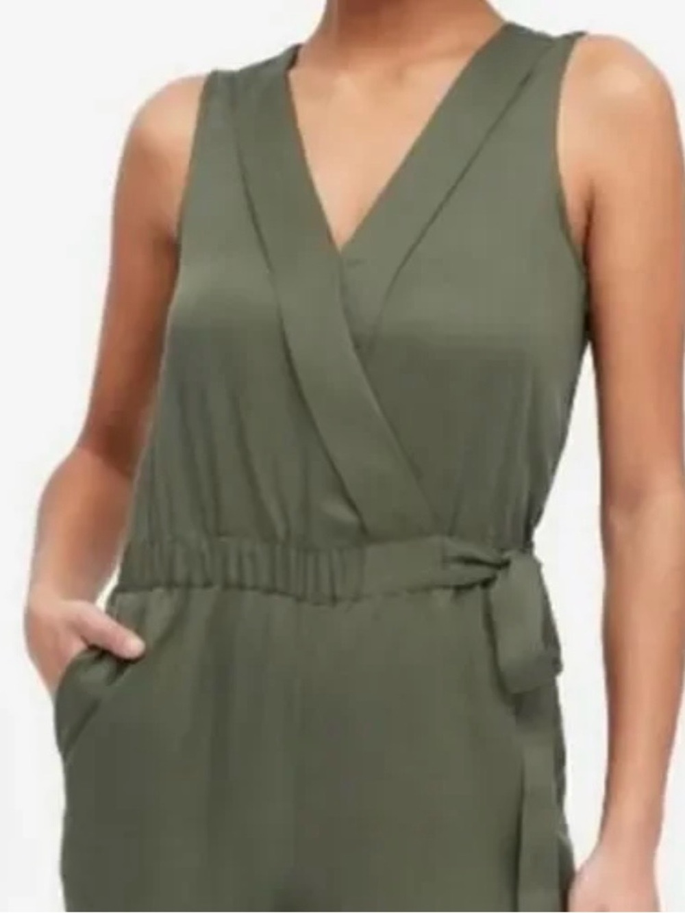 Sleeveless Olive Wrap Jumpsuit